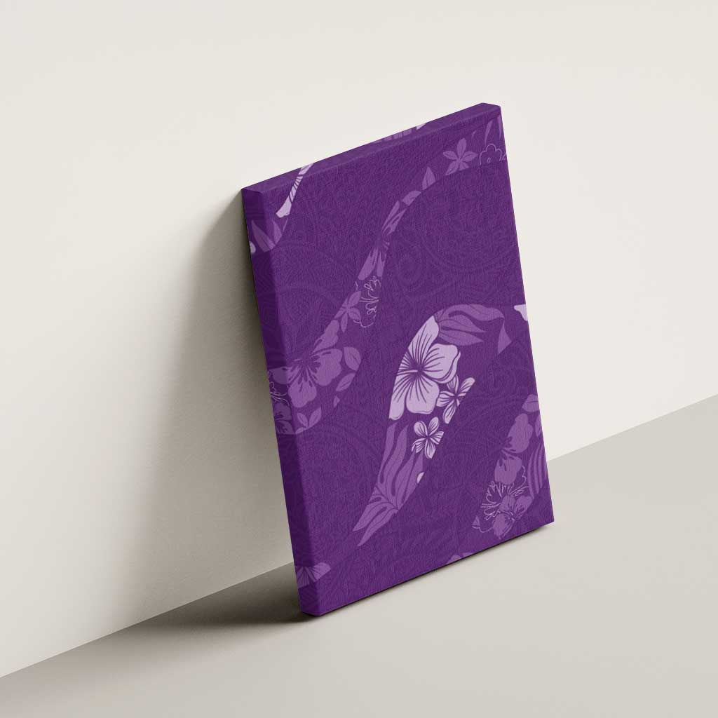 Aloha Hawaii Floral Tapa Canvas Wall Art Patchwork Violet - Polynesian Pride