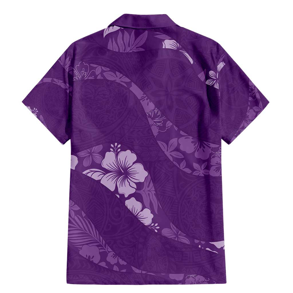 Aloha Hawaii Floral Tapa Family Matching Mermaid Dress and Hawaiian Shirt Patchwork Violet - Polynesian Pride