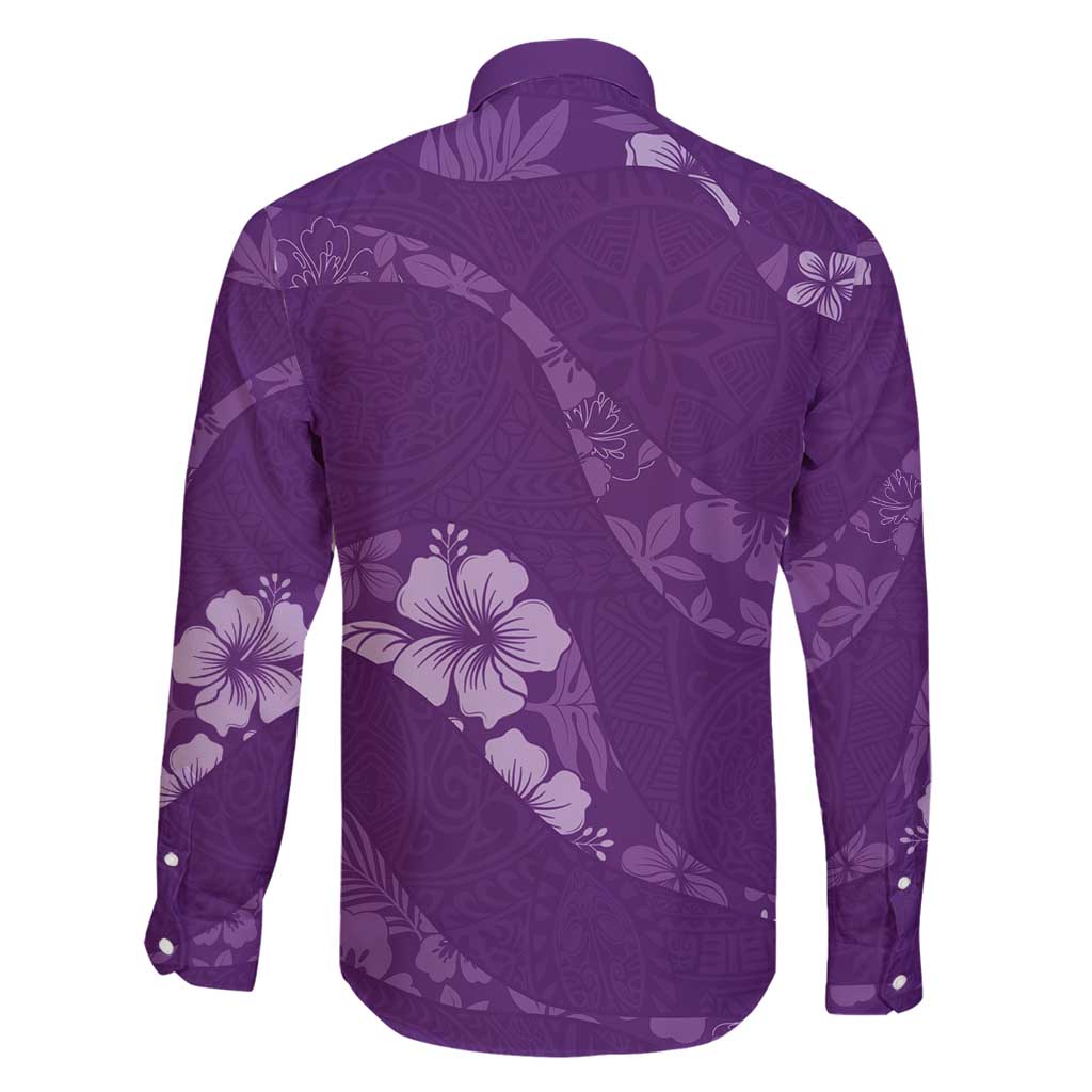 Aloha Hawaii Floral Tapa Family Matching Mermaid Dress and Hawaiian Shirt Patchwork Violet - Polynesian Pride