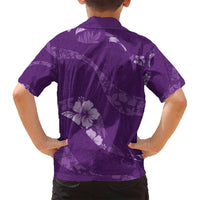 Aloha Hawaii Floral Tapa Family Matching Puletasi and Hawaiian Shirt Patchwork Violet LT7 - Polynesian Pride