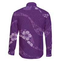 Aloha Hawaii Floral Tapa Family Matching Puletasi and Hawaiian Shirt Patchwork Violet LT7 - Polynesian Pride
