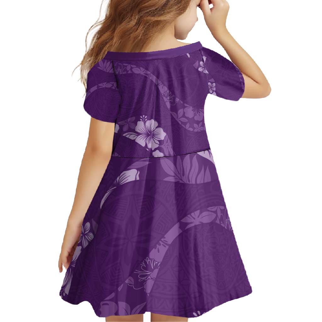 Aloha Hawaii Floral Tapa Family Matching Short Sleeve Bodycon Dress and Hawaiian Shirt Patchwork Violet - Polynesian Pride