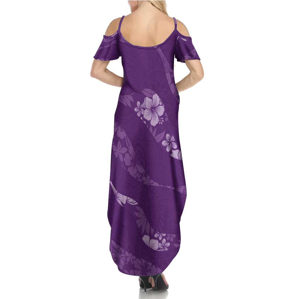 Aloha Hawaii Floral Tapa Family Matching Summer Maxi Dress and Hawaiian Shirt Patchwork Violet - Polynesian Pride