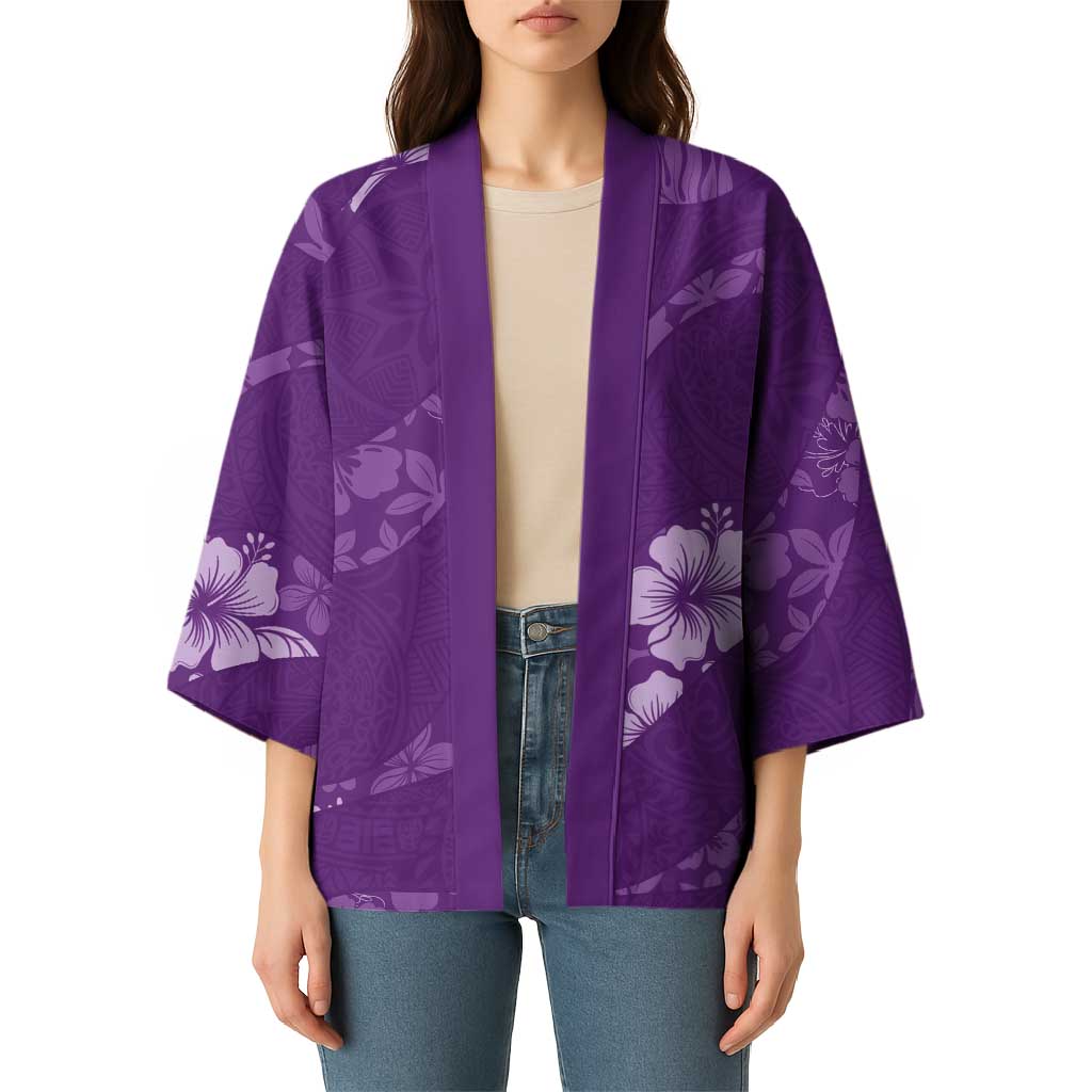 Aloha Hawaii Floral Tapa Kimono Patchwork Violet - Polynesian Pride