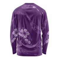 Aloha Hawaii Floral Tapa Long Sleeve Shirt Patchwork Violet LT7 - Polynesian Pride