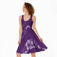 Aloha Hawaii Floral Tapa Midi Dress Patchwork Violet - Polynesian Pride