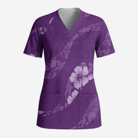 Aloha Hawaii Floral Tapa Scrub Top Patchwork Violet - Polynesian Pride