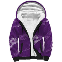 Aloha Hawaii Floral Tapa Sherpa Hoodie Patchwork Violet LT7 Unisex Violet - Polynesian Pride