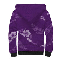 Aloha Hawaii Floral Tapa Sherpa Hoodie Patchwork Violet LT7 - Polynesian Pride