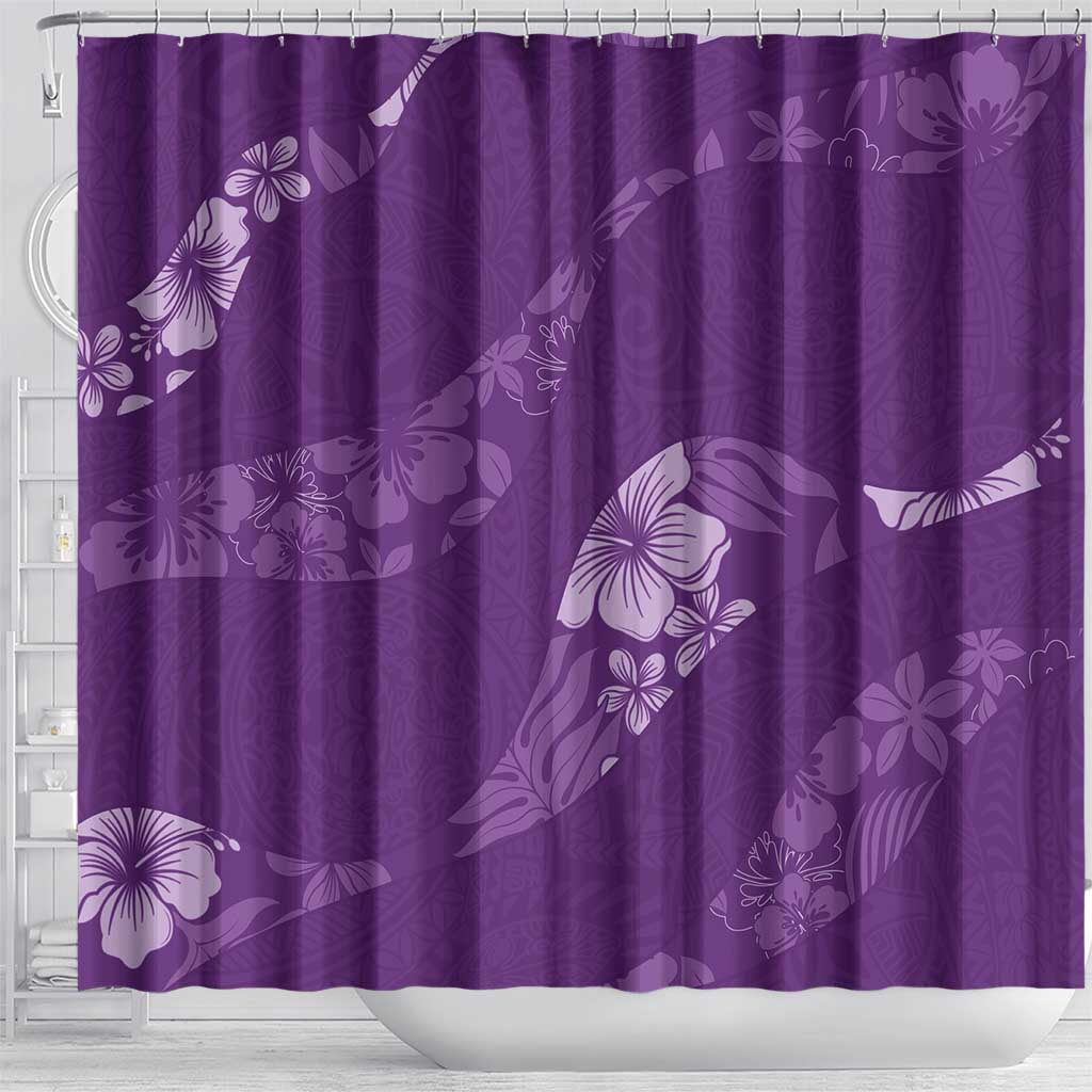 Aloha Hawaii Floral Tapa Shower Curtain Patchwork Violet - Polynesian Pride