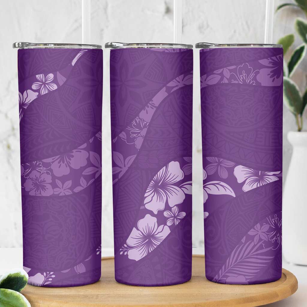 Aloha Hawaii Floral Tapa Skinny Tumbler Patchwork Violet - Polynesian Pride