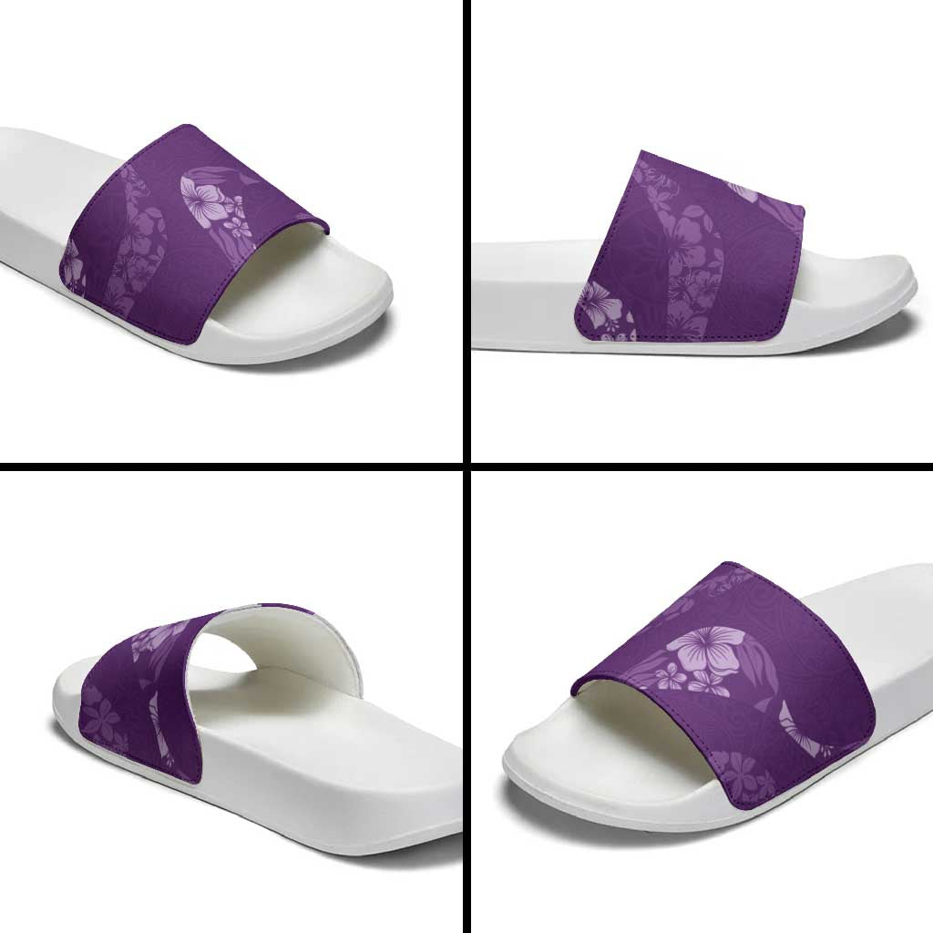 Aloha Hawaii Floral Tapa Slide Sandals Patchwork Violet - Polynesian Pride