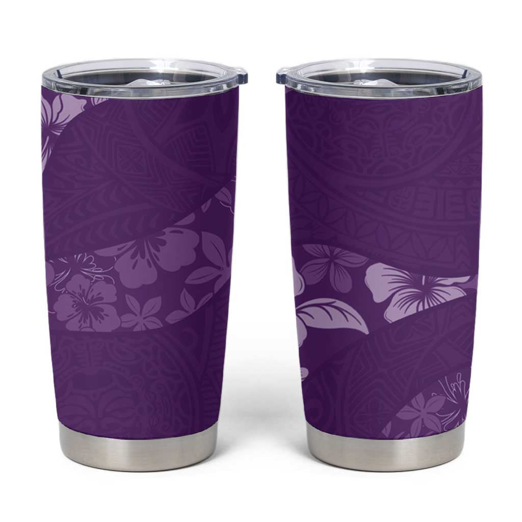 Aloha Hawaii Floral Tapa Tumbler Cup Patchwork Violet - Polynesian Pride