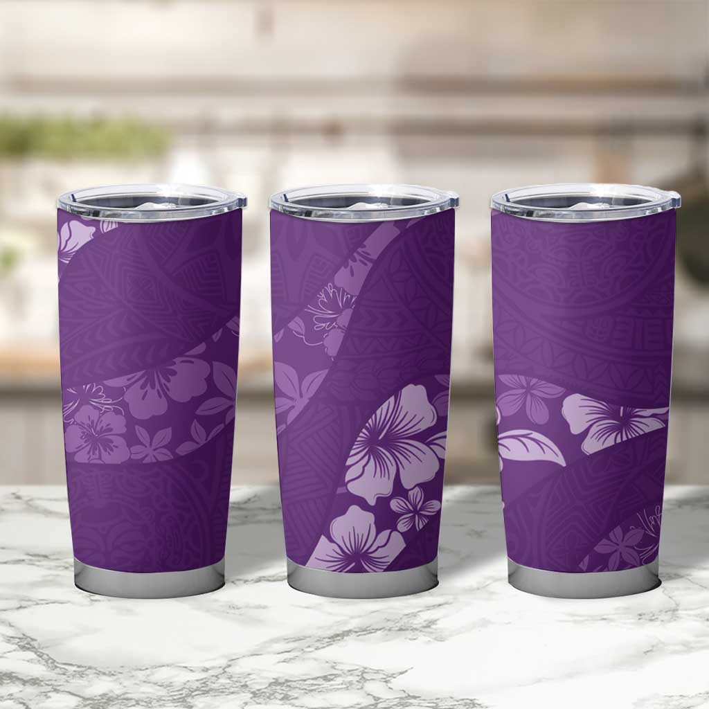 Aloha Hawaii Floral Tapa Tumbler Cup Patchwork Violet - Polynesian Pride