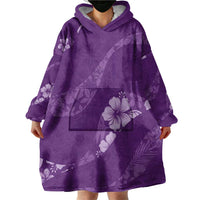 Aloha Hawaii Floral Tapa Wearable Blanket Hoodie Patchwork Violet LT7 - Polynesian Pride