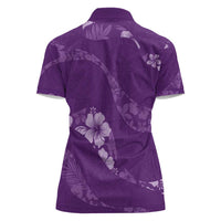 Aloha Hawaii Floral Tapa Women Polo Shirt Patchwork Violet - Polynesian Pride