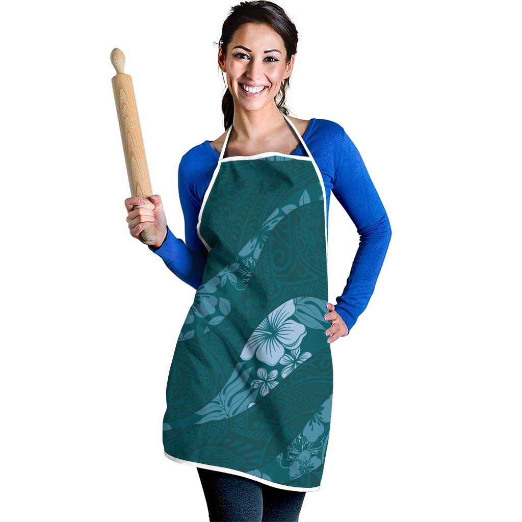 Aloha Hawaii Floral Tapa Apron Patchwork Teal LT7 - Polynesian Pride