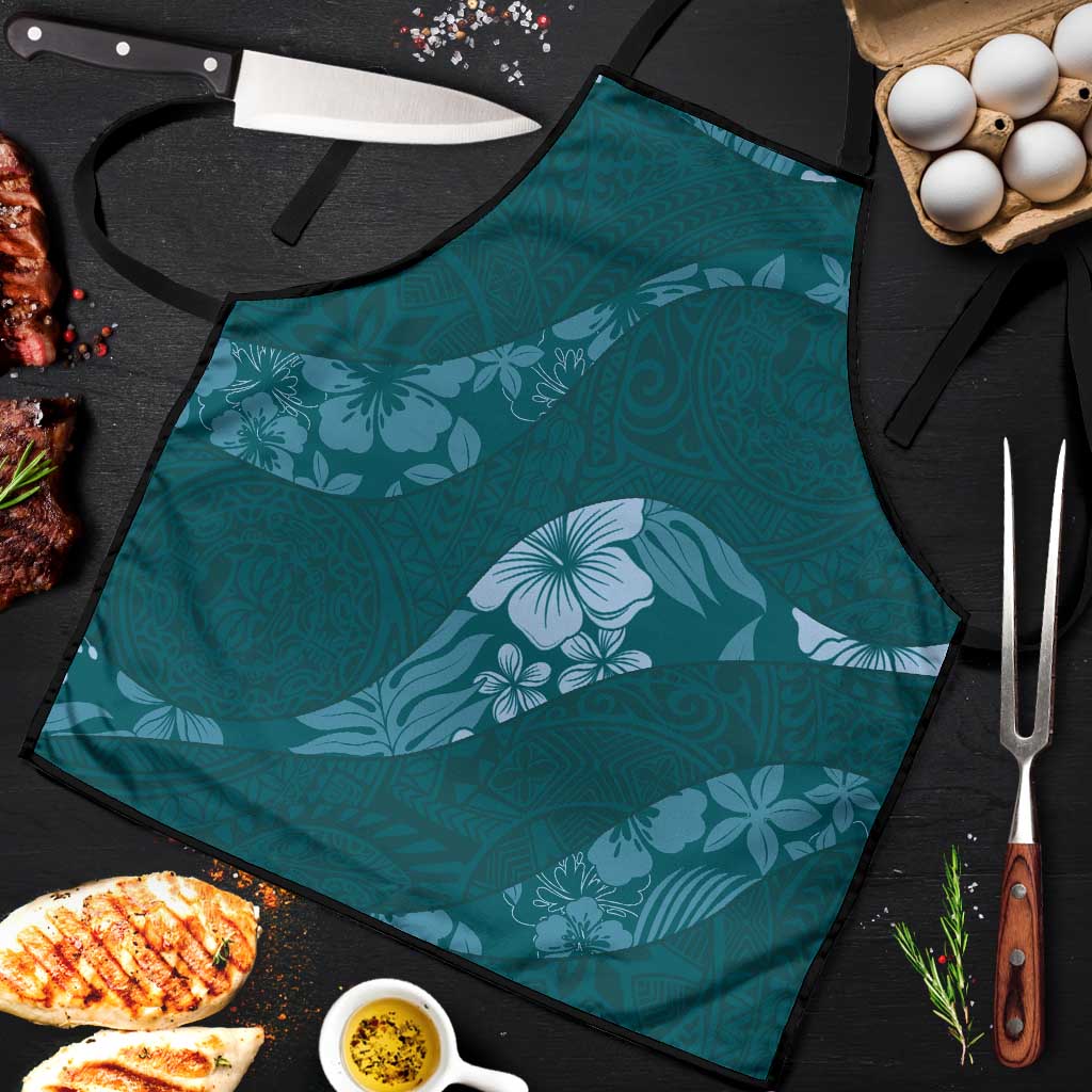 Aloha Hawaii Floral Tapa Apron Patchwork Teal LT7 Teal - Polynesian Pride