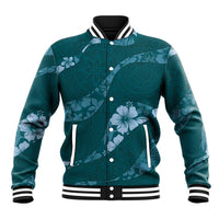 Aloha Hawaii Floral Tapa Baseball Jacket Patchwork Teal LT7 Unisex Teal - Polynesian Pride