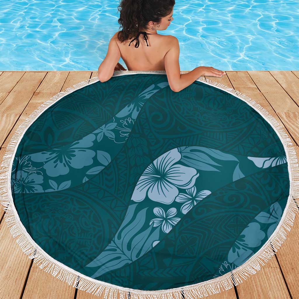 Aloha Hawaii Floral Tapa Beach Blanket Patchwork Teal LT7 - Polynesian Pride
