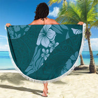 Aloha Hawaii Floral Tapa Beach Blanket Patchwork Teal LT7 - Polynesian Pride