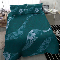 Aloha Hawaii Floral Tapa Bedding Set Patchwork Teal - Polynesian Pride