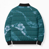 Aloha Hawaii Floral Tapa Bomber Puffer Jacket Patchwork Teal LT7 - Polynesian Pride