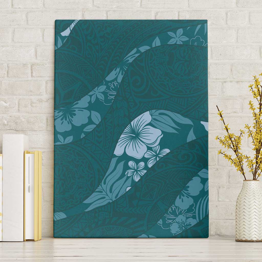 Aloha Hawaii Floral Tapa Canvas Wall Art Patchwork Teal LT7 Without Frame Teal - Polynesian Pride