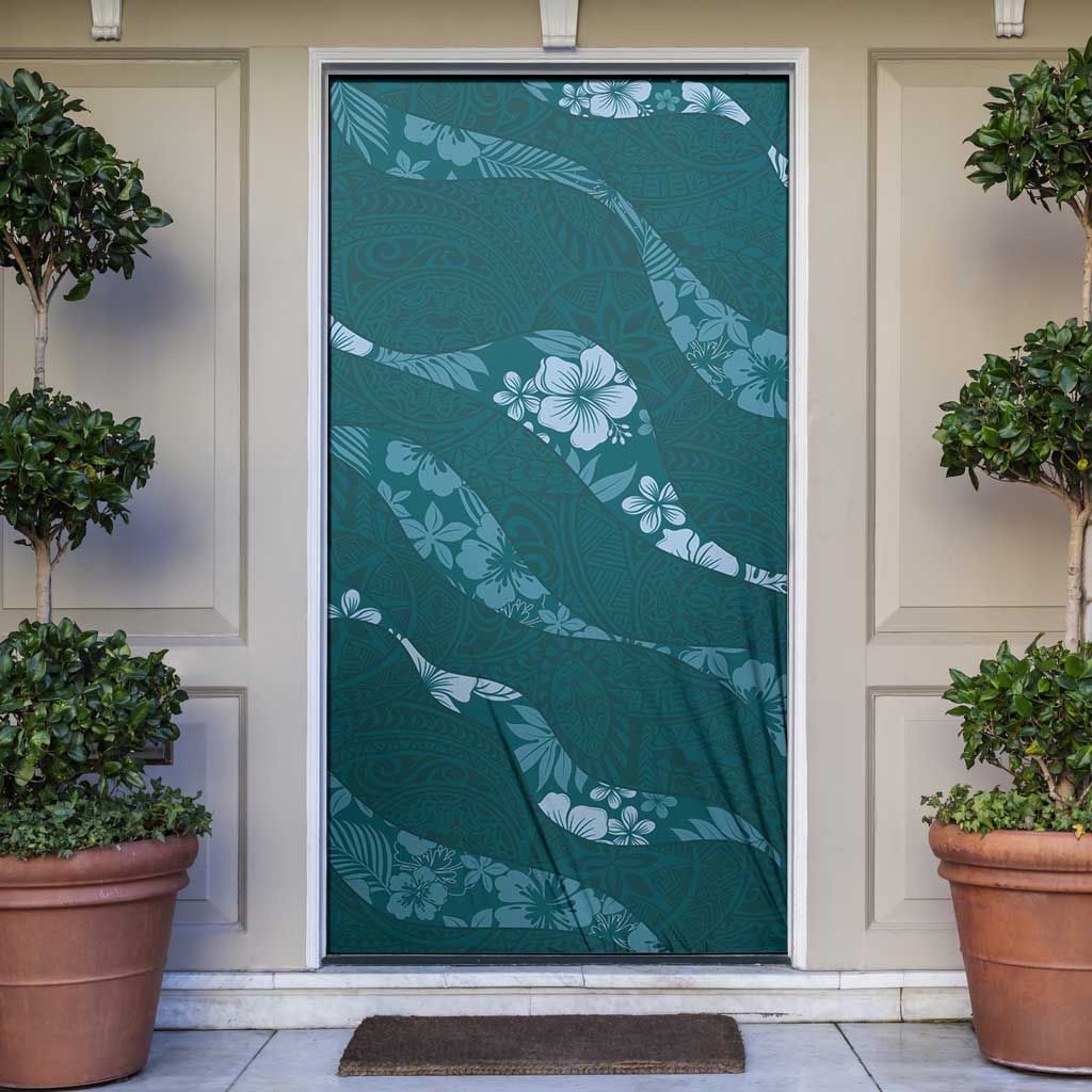 Aloha Hawaii Floral Tapa Door Cover Patchwork Teal LT7 Teal - Polynesian Pride
