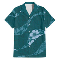 Aloha Hawaii Floral Tapa Family Matching Mermaid Dress and Hawaiian Shirt Patchwork Teal - Polynesian Pride