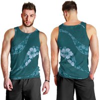 Aloha Hawaii Floral Tapa Men Tank Top Patchwork Teal LT7 - Polynesian Pride