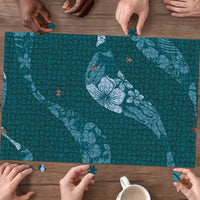 Aloha Hawaii Floral Tapa Puzzle Patchwork Teal LT7 - Polynesian Pride