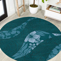 Aloha Hawaii Floral Tapa Round Carpet Patchwork Teal - Polynesian Pride