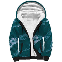 Aloha Hawaii Floral Tapa Sherpa Hoodie Patchwork Teal LT7 Unisex Teal - Polynesian Pride