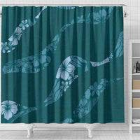 Aloha Hawaii Floral Tapa Shower Curtain Patchwork Teal - Polynesian Pride