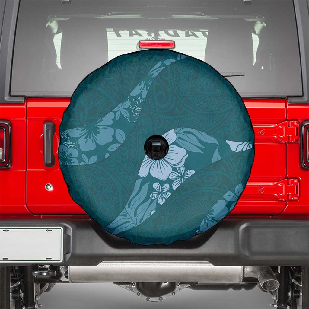 Aloha Hawaii Floral Tapa Spare Tire Cover Patchwork Teal - Polynesian Pride