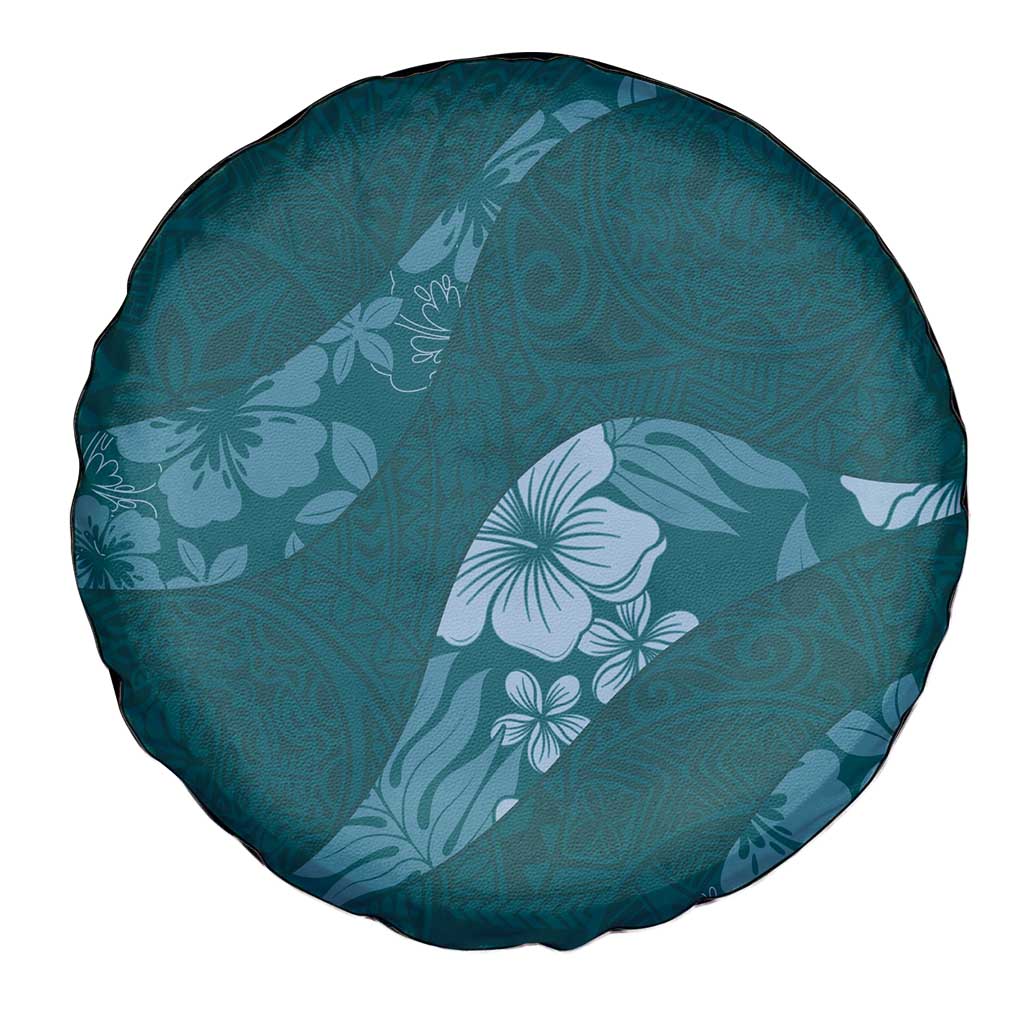 Aloha Hawaii Floral Tapa Spare Tire Cover Patchwork Teal - Polynesian Pride