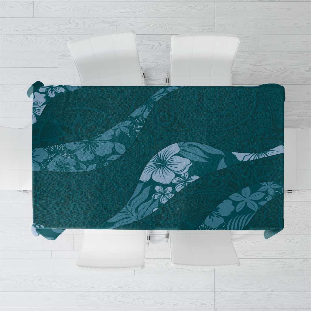 Aloha Hawaii Floral Tapa Tablecloth Patchwork Teal LT7 Teal - Polynesian Pride