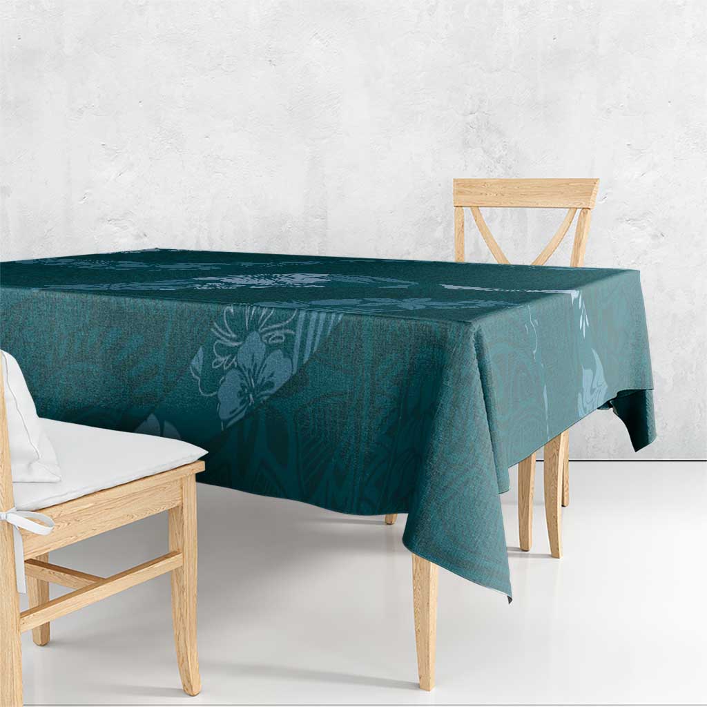 Aloha Hawaii Floral Tapa Tablecloth Patchwork Teal LT7 - Polynesian Pride