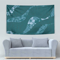 Aloha Hawaii Floral Tapa Tapestry Patchwork Teal - Polynesian Pride