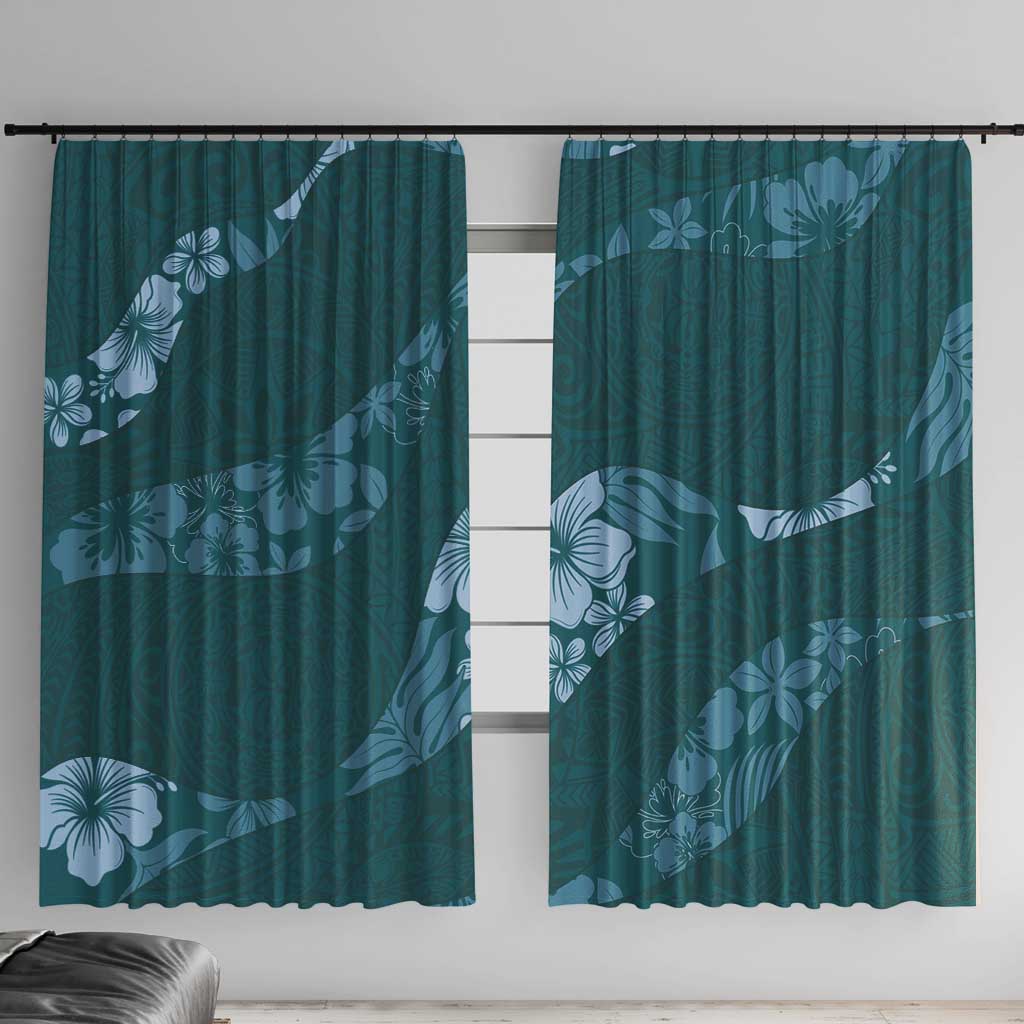 Aloha Hawaii Floral Tapa Window Curtain Patchwork Teal - Polynesian Pride