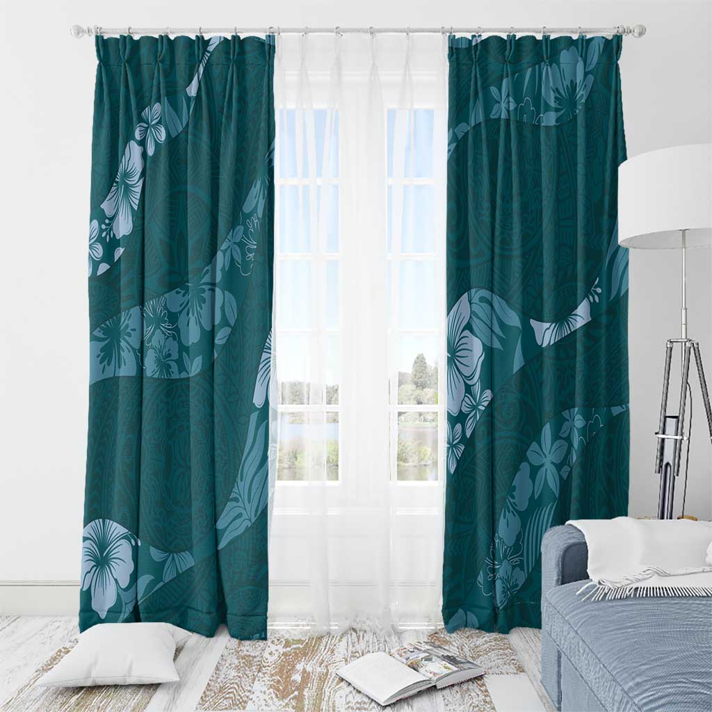 Aloha Hawaii Floral Tapa Window Curtain Patchwork Teal - Polynesian Pride