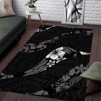 Aloha Hawaii Floral Tapa Area Rug Patchwork Charcoal - Polynesian Pride