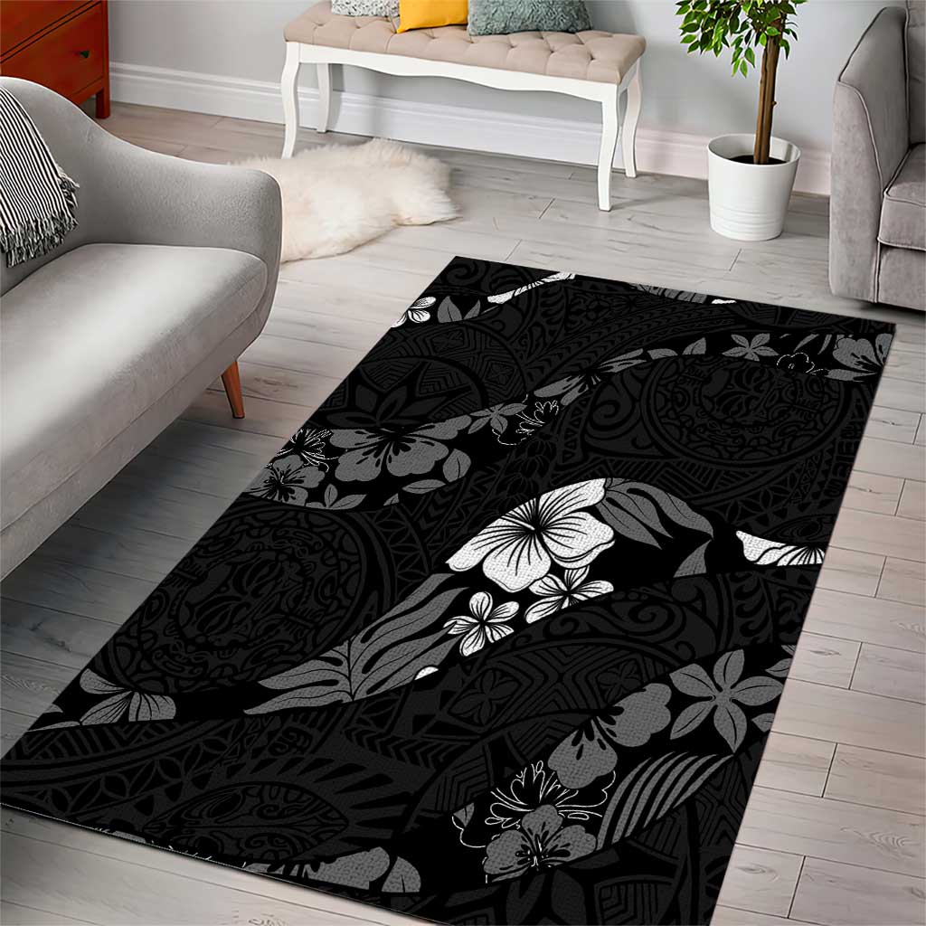 Aloha Hawaii Floral Tapa Area Rug Patchwork Charcoal - Polynesian Pride