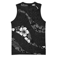 Aloha Hawaii Floral Tapa Basketball Jersey Patchwork Charcoal LT7 - Polynesian Pride