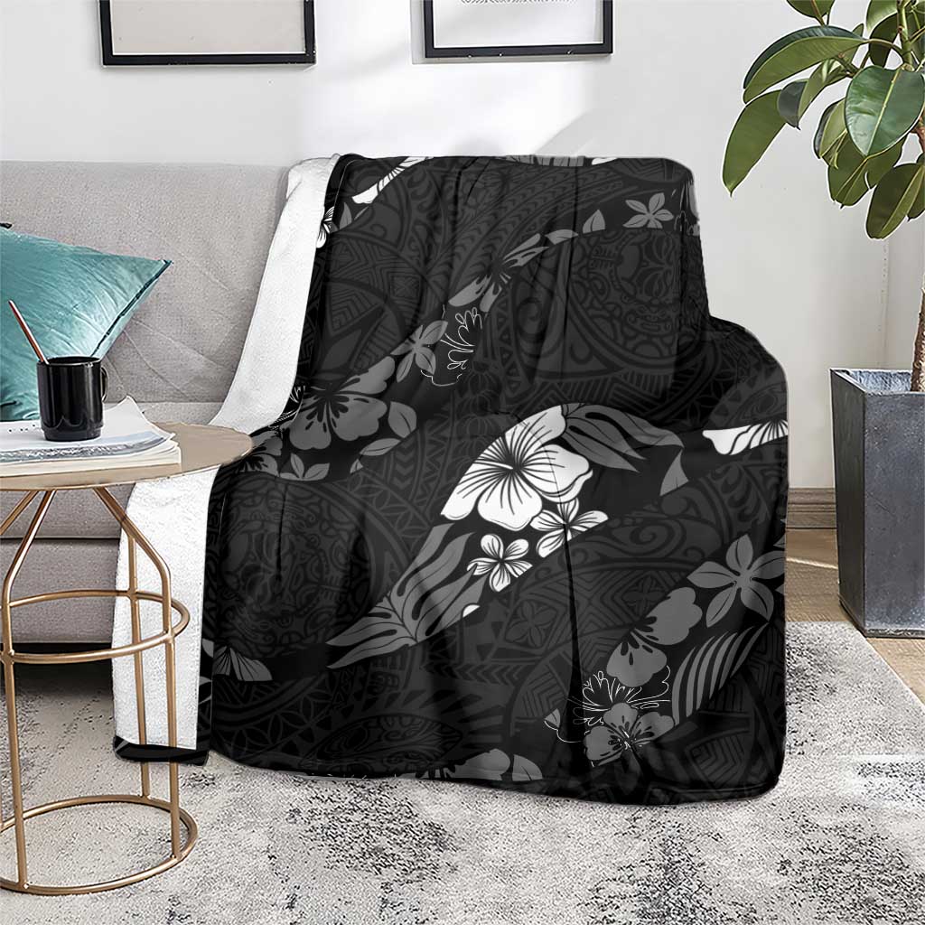 Aloha Hawaii Floral Tapa Blanket Patchwork Charcoal - Polynesian Pride