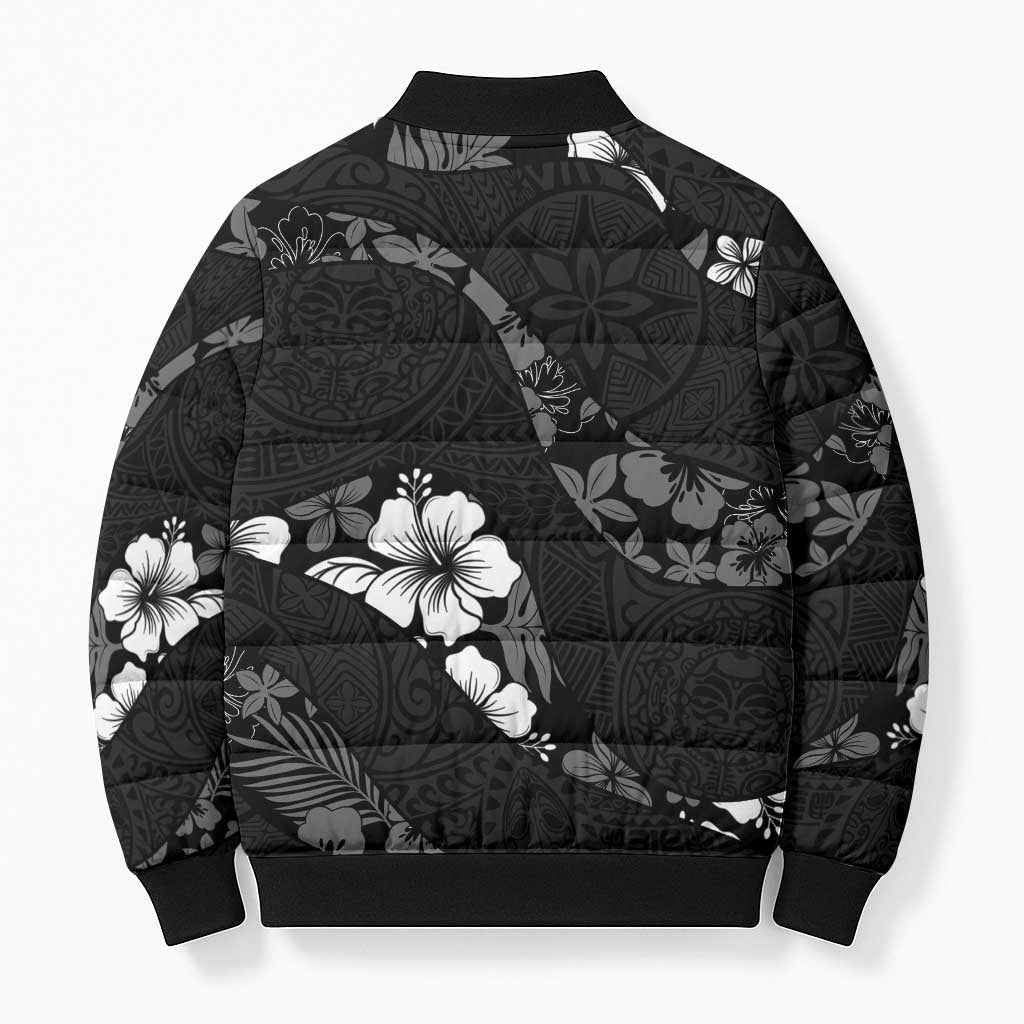 Aloha Hawaii Floral Tapa Bomber Puffer Jacket Patchwork Charcoal LT7 - Polynesian Pride
