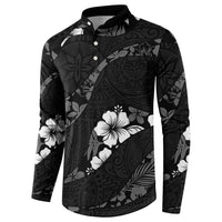 Aloha Hawaii Floral Tapa Button Sweatshirt Patchwork Charcoal LT7 - Polynesian Pride