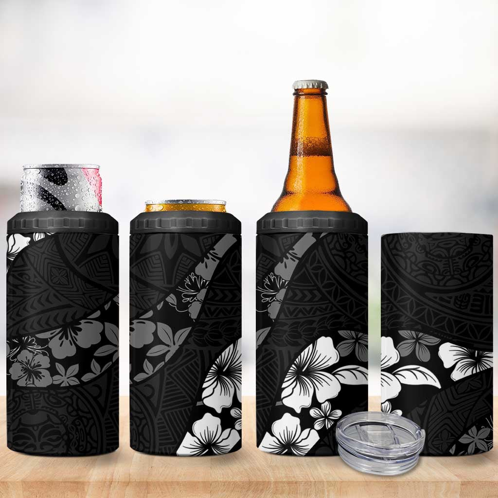 Aloha Hawaii Floral Tapa 4 in 1 Can Cooler Tumbler Patchwork Charcoal - Polynesian Pride