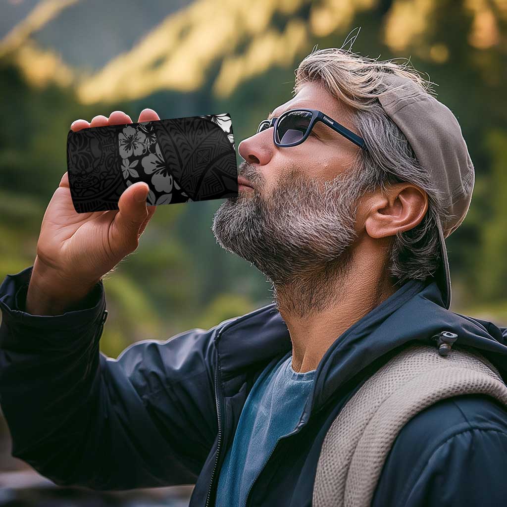 Aloha Hawaii Floral Tapa 4 in 1 Can Cooler Tumbler Patchwork Charcoal - Polynesian Pride